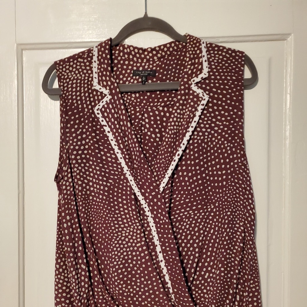 Rag & Bone Dean Dot-Print Sleeveless Wrap Top